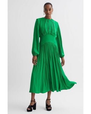 Florere Pleated Midi Dress - Green
