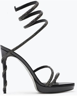 Rene Caovilla Margot Crystal Platform Sandal 120 - Black