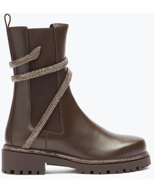 Rene Caovilla Cleo Crystal Chestnut Bootie 25 - Brown