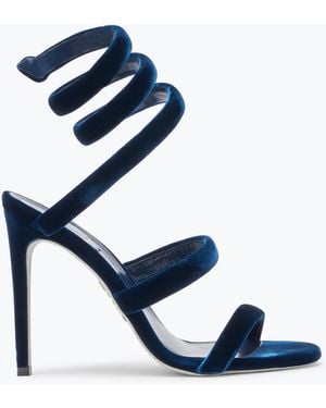 Rene Caovilla Cleo Velvet Sandal 105 - Blue