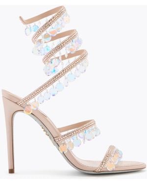 Rene Caovilla Sandalo Chandelier Rosa Cipria Con Maxi Cristalli Pendenti 105 - White