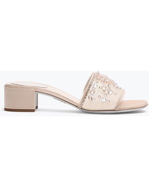 Rene Caovilla Cinderella Nude Slider Sandal 40 - White