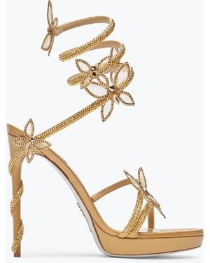 Rene Caovilla Margot Platform Sandal With Butterflies 120 - Metallic