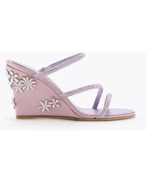 Rene Caovilla Eva Lilac Wedge Sandal 80 - Pink