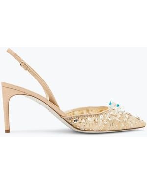 Rene Caovilla Slingback With Jewel Stones Cinderella - White