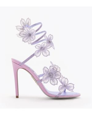 Rene Caovilla Peach Flower Wisteria Sandal 105 - White