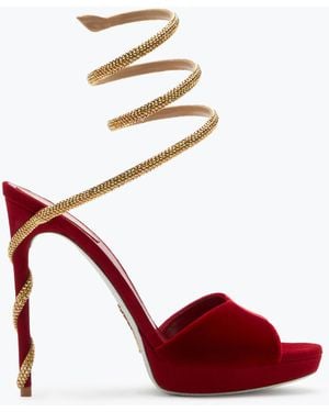 Rene Caovilla Margot Velvet Sandal 120 - Red
