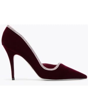 Rene Caovilla Onda Burgundy Velvet Pump 100 - Red