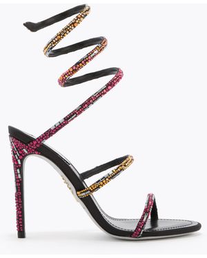 Rene Caovilla Sandale Cleo Noire Avec Cristaux Swarovski 105 - Blanc