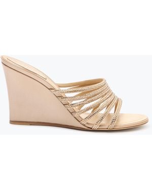 Rene Caovilla Full Trim Powder Wedge Sandal 80 - Natural