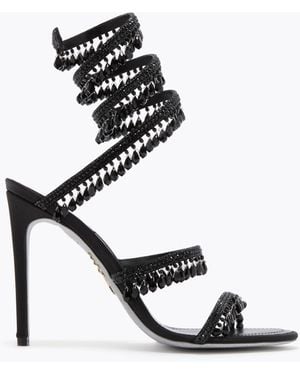 Rene Caovilla Chandelier Satin/Jet Strass Sandal - Black