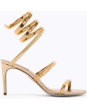 Rene Caovilla Juniper Lamb/ Metal Snake Sandal - Metallic