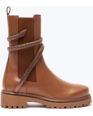 Rene Caovilla Cleo Crystal Hazelnut Bootie 25 - Brown