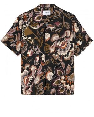 Wax London Didcot Winter Botanical Print Shirt Multi Black