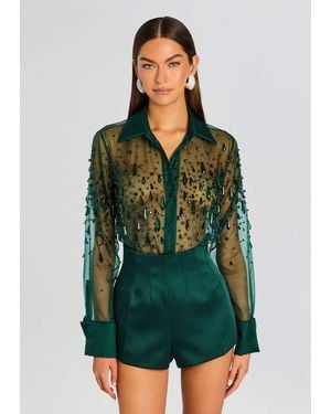 retroféte Aubriella Embellished Shirt - Green