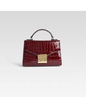 retroféte Leather Croco Top-Handle Bag - Red