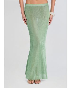 SER.O.YA Harmony Metallic Knit Skirt - Green
