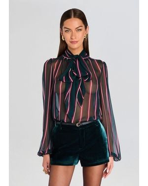 retroféte Rhianna Silk Blouse - Blue