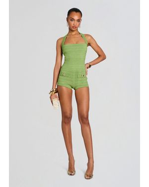 retroféte Fallyn Bandage Knit Romper - Green