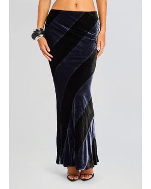 retroféte Velvet Maxi Skirt - Black