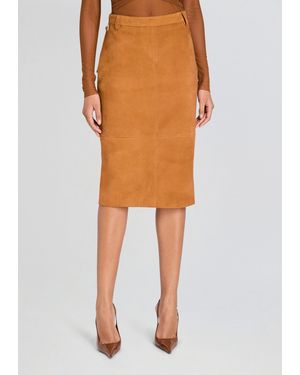 retroféte Marcella Suede Leather Skirt - Orange
