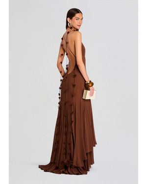 retroféte Deena Chiffon Dress - Brown