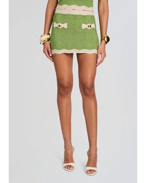 retroféte Mikayla Metallic Rib Knit Skirt - Green