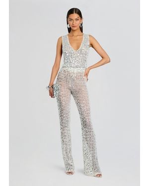 retroféte Nirvana Sequin Crochet Jumpsuit - White