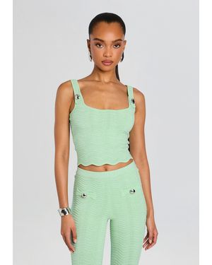 retroféte Aloe Metallic Rib Knit Top - Green