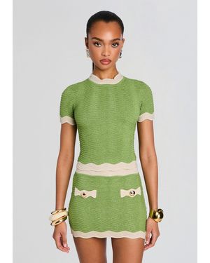 retroféte Iyla Metallic Rib Knit Top - Green