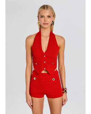 retroféte Tinsley Metallic Bandage Knit Vest - Red