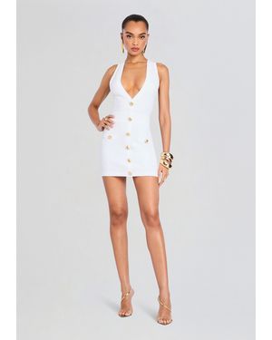 retroféte Ellison Rib Knit Dress - White