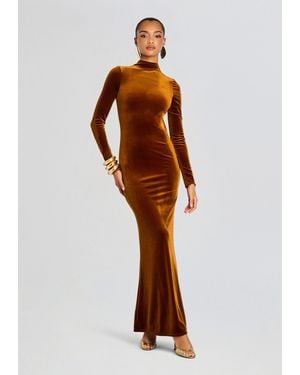 SER.O.YA Viola Velvet Maxi Dress - Brown