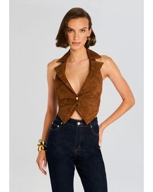 retroféte Josephine Suede Vest - Blue