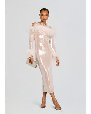 retroféte Petal Sequin Midi Dress - White