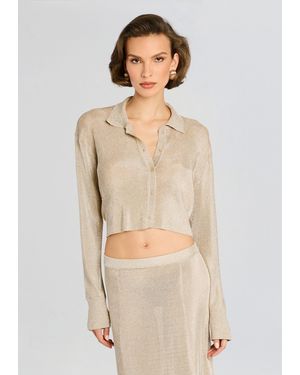 SER.O.YA Jessa Metallic Knit Top - Natural