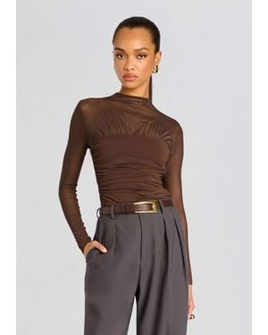 SER.O.YA Leigh Mesh Top - Brown