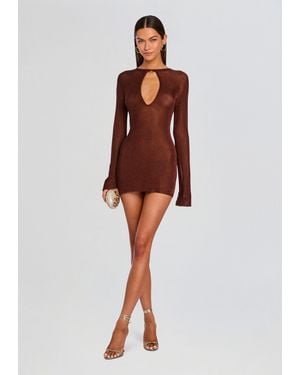SER.O.YA Emeri Metallic Knit Mini Dress - Red