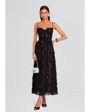 retroféte Noema Embellished Lace Dress - Black