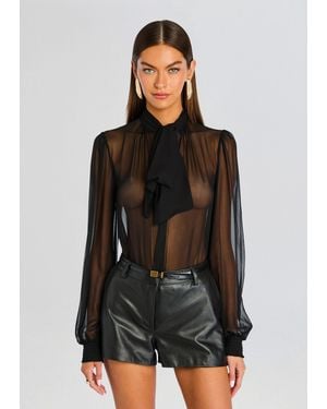 retroféte Hasli Silk Chiffon Top - Black