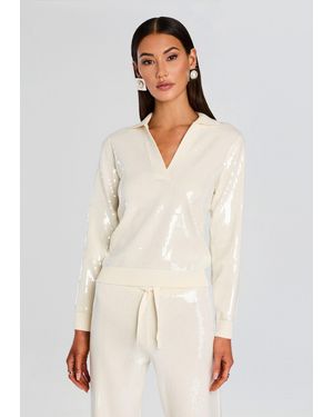 retroféte Shaelynn Sequin Knit Shirt - White
