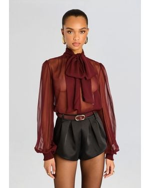 retroféte Hasli Silk Chiffon Top - Red