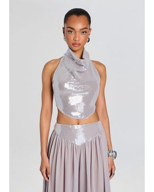 retroféte Pyna Sequin Top - White