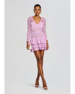 retroféte Lujayn Metallic Crochet Dress - Red