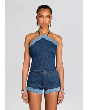 retroféte Rhonda Denim Top - Blue