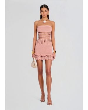 retroféte Vali Crochet Pearl Embellished Dress - White