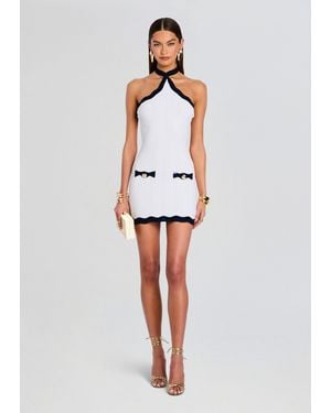 retroféte Myna Metallic Rib Knit Dress - White