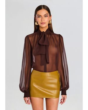 retroféte Hasli Silk Chiffon Top - Brown