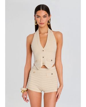 retroféte Tinsley Metallic Bandage Knit Vest - Natural