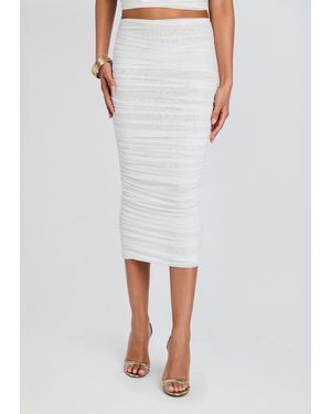 SER.O.YA Pia Mesh Midi Skirt - White